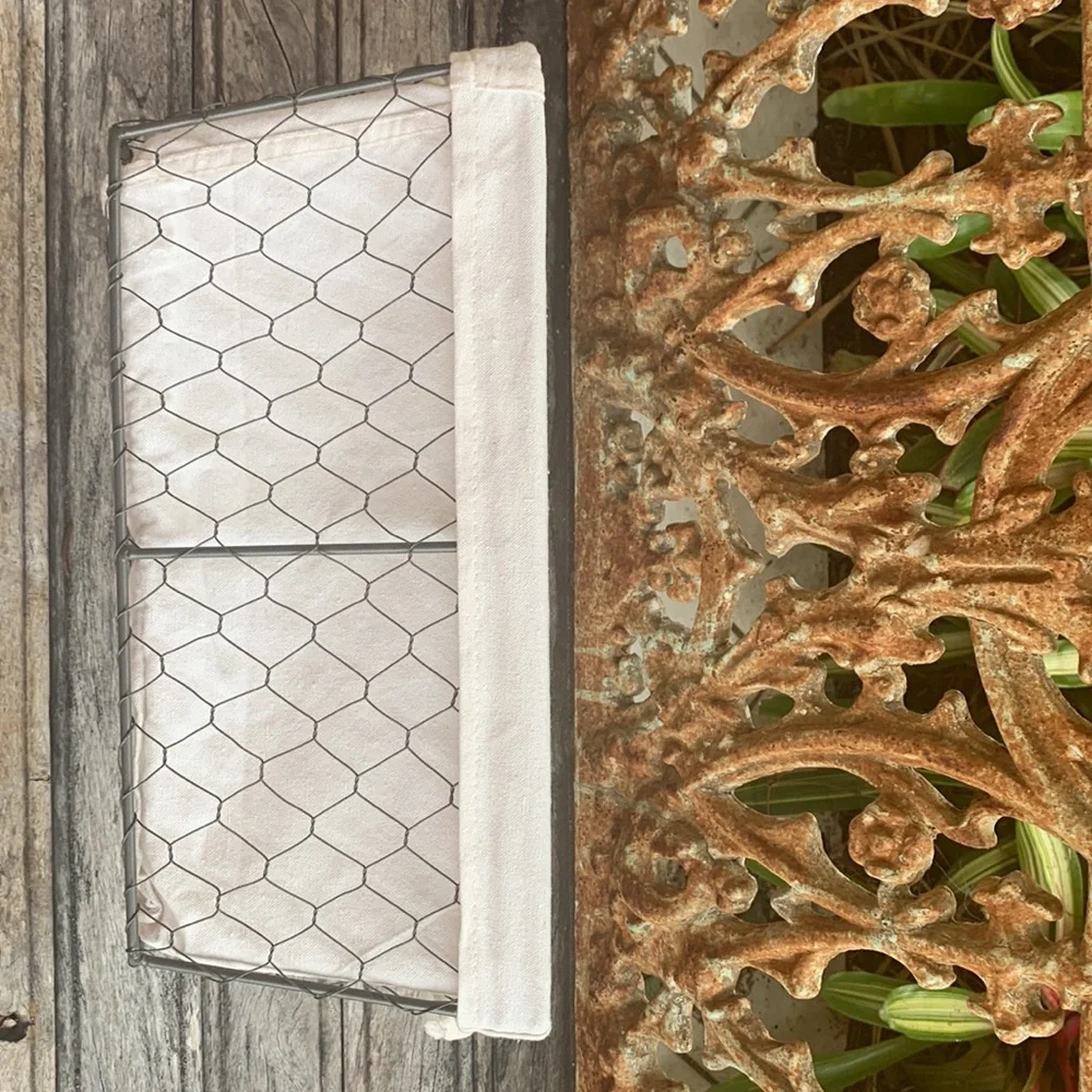 Farmhouse Chickenwire Lined Basket - Picture 6 of 10
